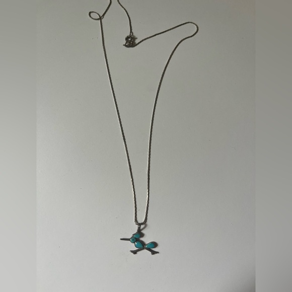 Sterling Silver Turquoise Roadrunner Necklace - Picture 1 of 3